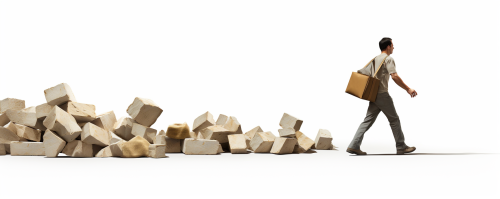 Man walking away from lifting heavy objects