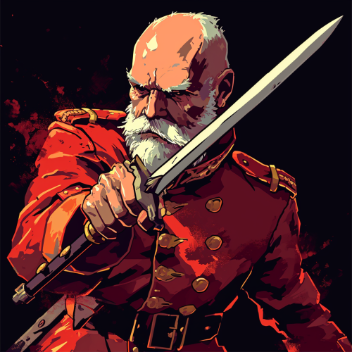 Man in Red Uniform Wielding Sword