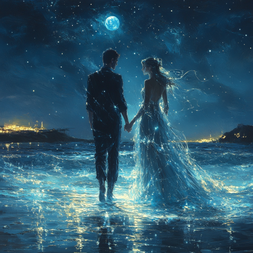 Man and Woman Beach Moon Man and Woman Beach Moon