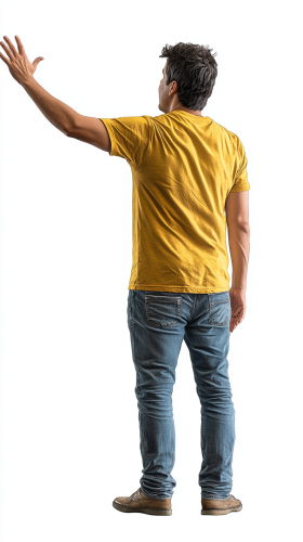 Man in Yellow Shirt and Jeans