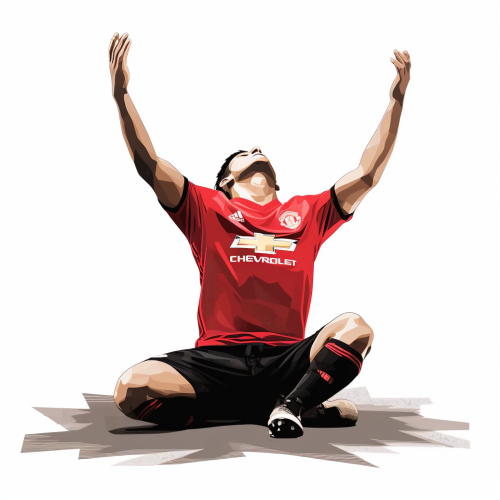 Soccer player celebrating for Manchester United