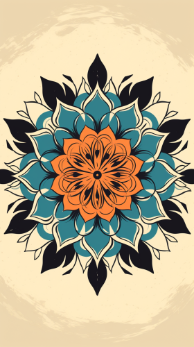 Simplified digital mandala tattoo design on paper