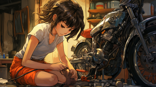 Female Bicycle Mechanic Repairing Bike Workshop