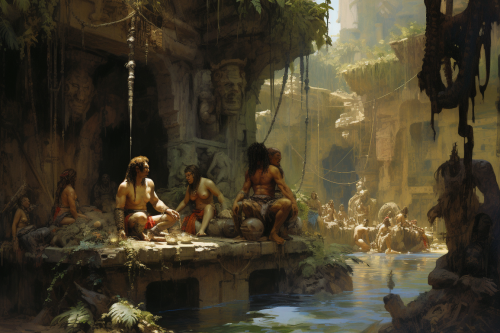 Fantasy marketplace in the mangrovian jungle