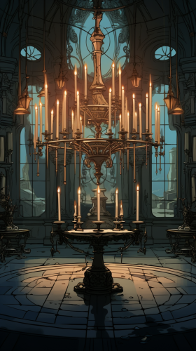 Floating candelabras in an elegant mansion