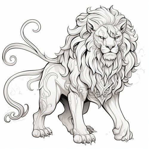 Black and White Outlined Manticore for Coloring