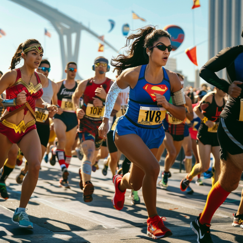 Wonder Woman and Nike Marathon Runners
