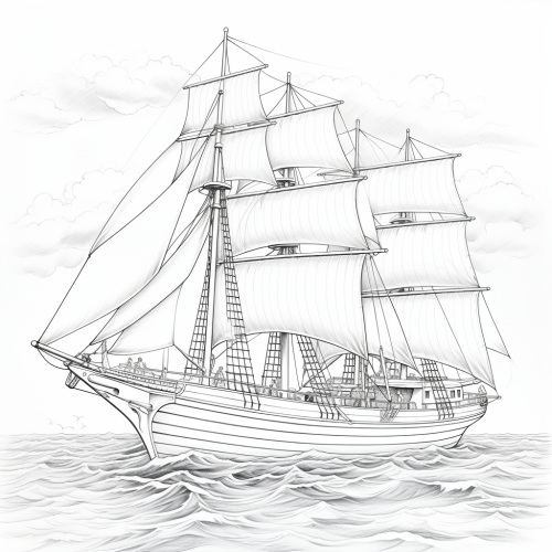 Marie Celeste Schooner sailing on calm ocean waves