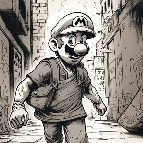 Mario drawing in Boichi manga style