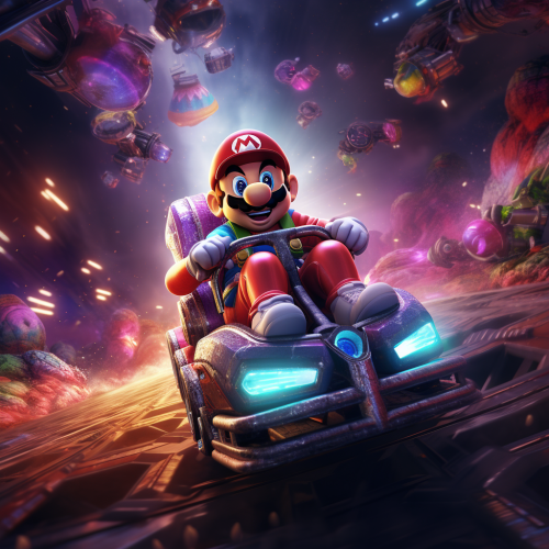 Mario Kart Riding Rainbow in Space Mario Kart Riding Rainbow in Space
