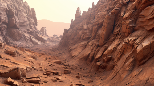 Panoramic view of Mars canyon