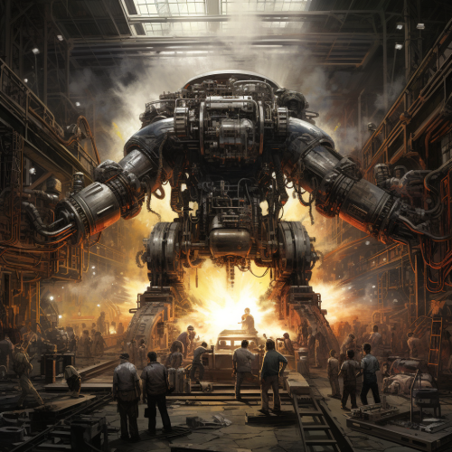 Massive machinery and robots operating in industrial processes