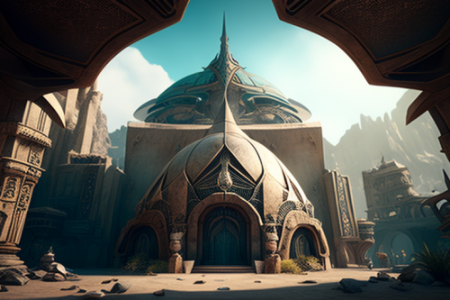 Detailed image of the massive elven city under the magical dome