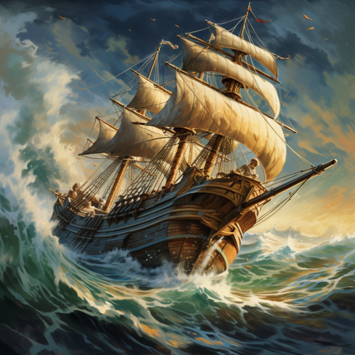 Illustration of Mayflower ship in storm Illustration of Mayflower ship in storm
