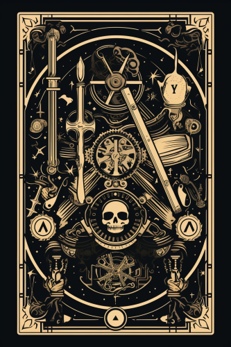 Tarot Card Deck with Mechanical Tools