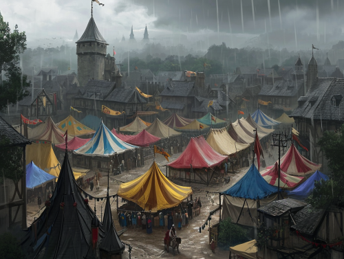 Medieval fantastic fair in countryside city