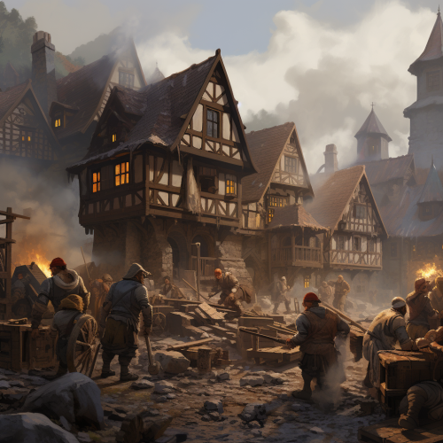 Ancient German miners working together