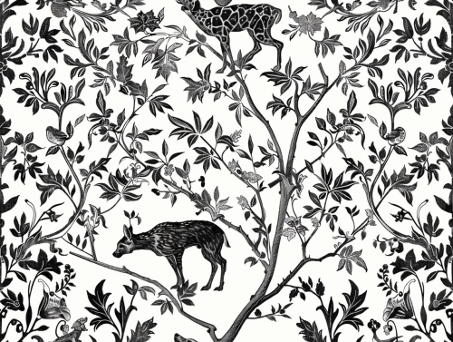 Hunting Dogs Deer Wallpaper Print