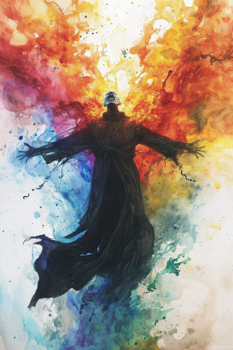 medieval priest in magical energy medieval priest in magical energy
