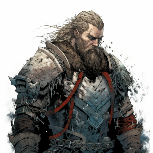 Medieval Viking Cyberpunk Comic Artwork on Plain White Medieval Viking Cyberpunk Comic Artwork on Plain White