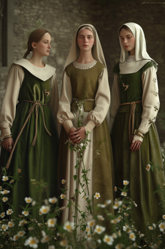 Medieval Abbess and Maids in Spring