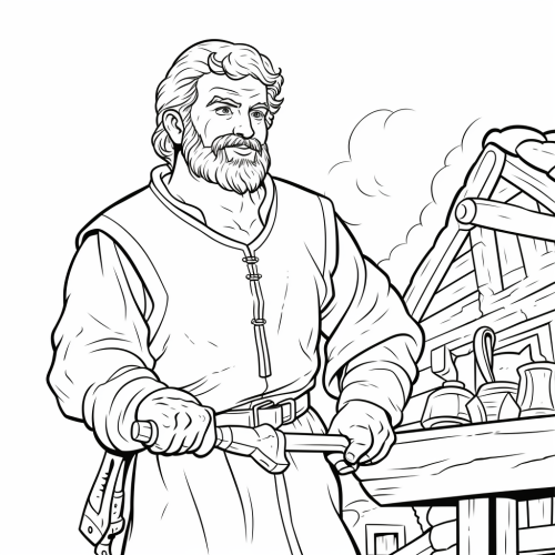 Cartoon blacksmith with hammer coloring page