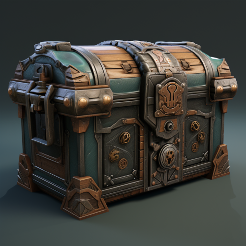 Medieval chest with cyberpunk design Medieval chest with cyberpunk design