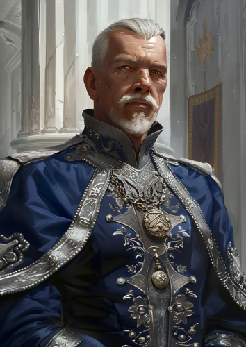 Medieval councilman in blue and silver