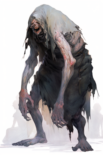 Distorted Painting of Medieval Townsfolk Plagued by Void Spawn