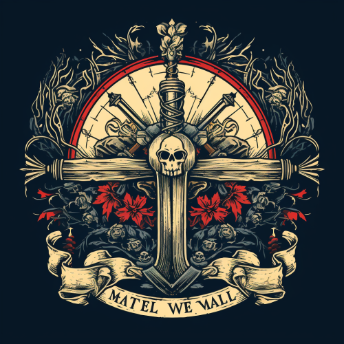 Medieval war banner with crossed swords