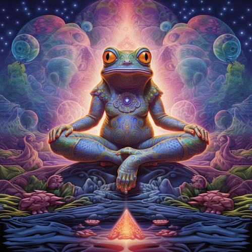 Man meditating with Kambo Frog