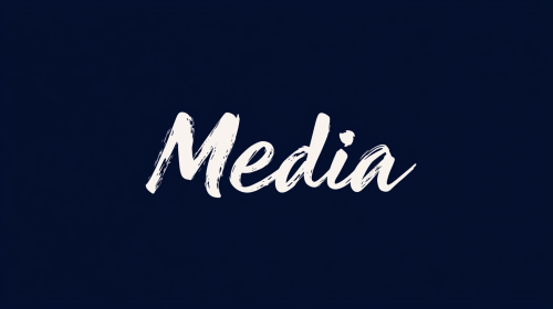 minimalist media logo on navy background