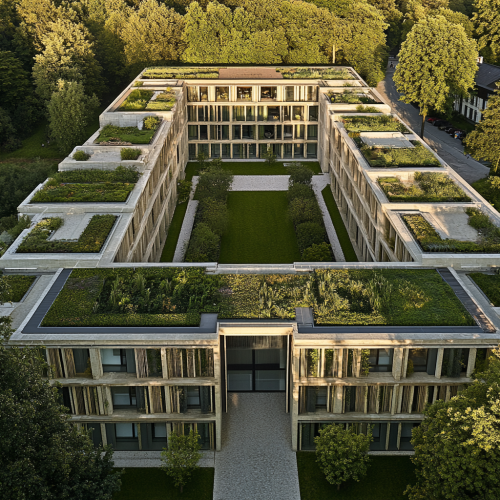 Green Minimalist Courtyard Building