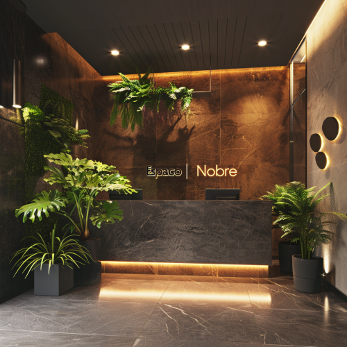 modern hotel reception desk setup