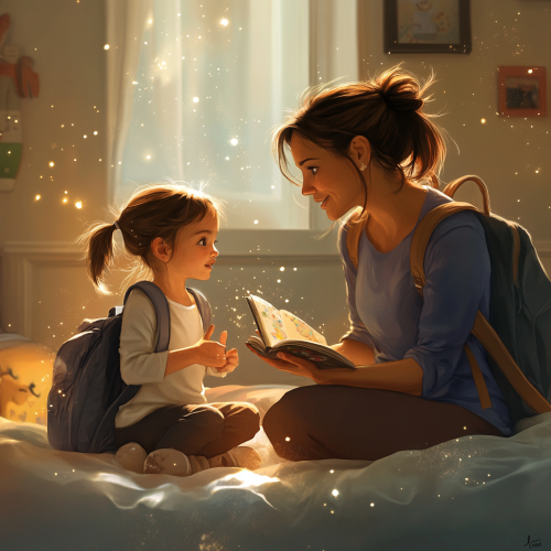 emotional mom and little girl talking