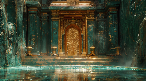 ornate golden door treasure room