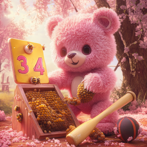 fluffy pink teddy bear baseball