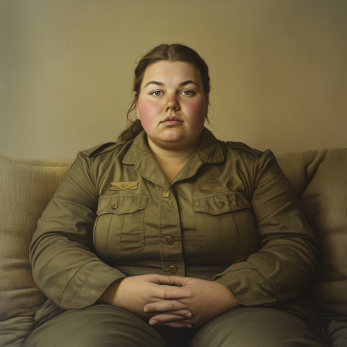 Plump Woman Military Uniform Portrait