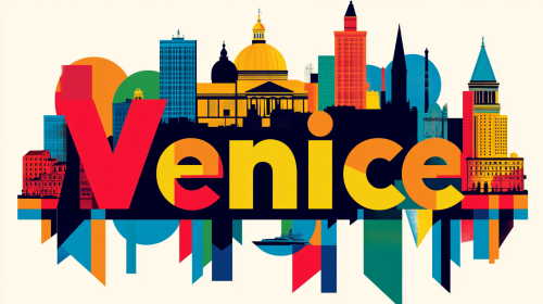 Pop art Venice city skyline poster Pop art Venice city skyline poster