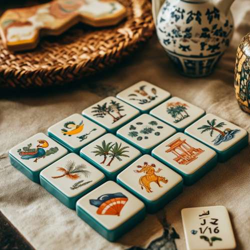 Rummy tiles with Saudi heritage design Rummy tiles with Saudi heritage design