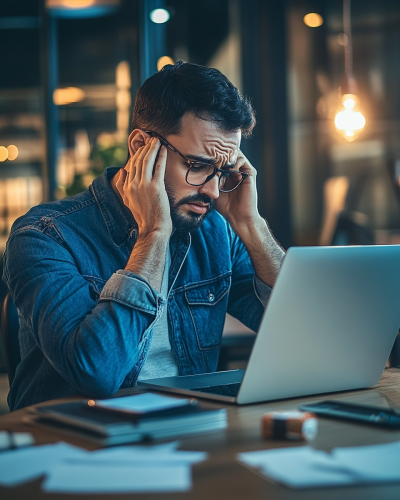 Sad man at office desk Sad man at office desk