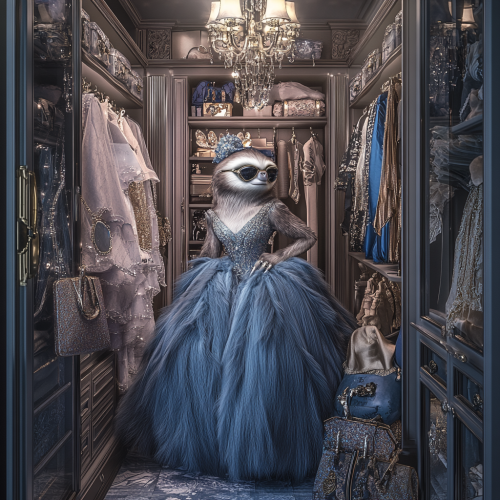 Sassy Sloth in Luxury Walk-in Closet
