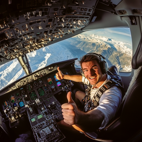 Smiling pilot giving thumbs up