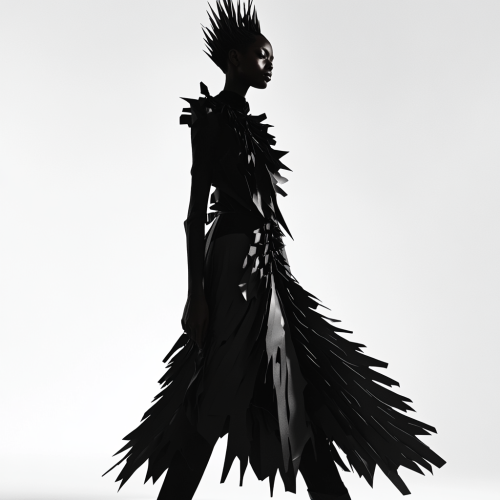 Tall model in black fashion