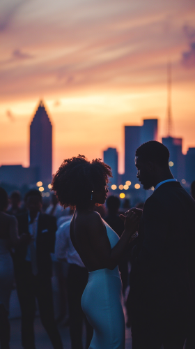 African Americans Dancing at Sunset Soiree
