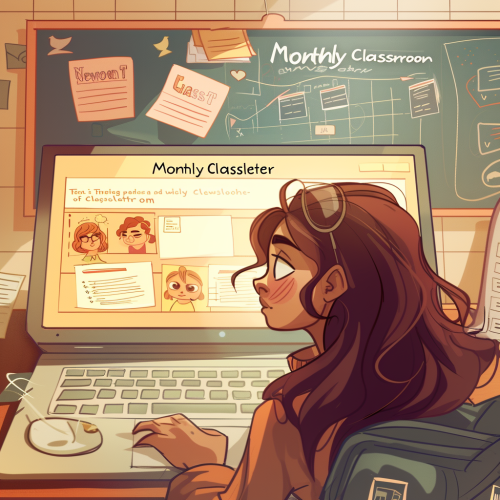 Teacher Laptop Classroom Newsletter Creation Teacher Laptop Classroom Newsletter Creation