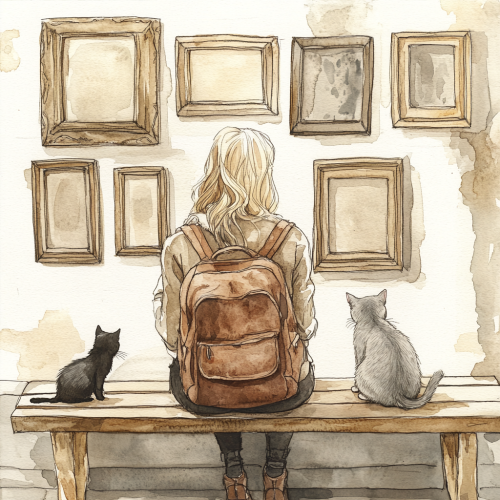 Blonde woman on wooden bench