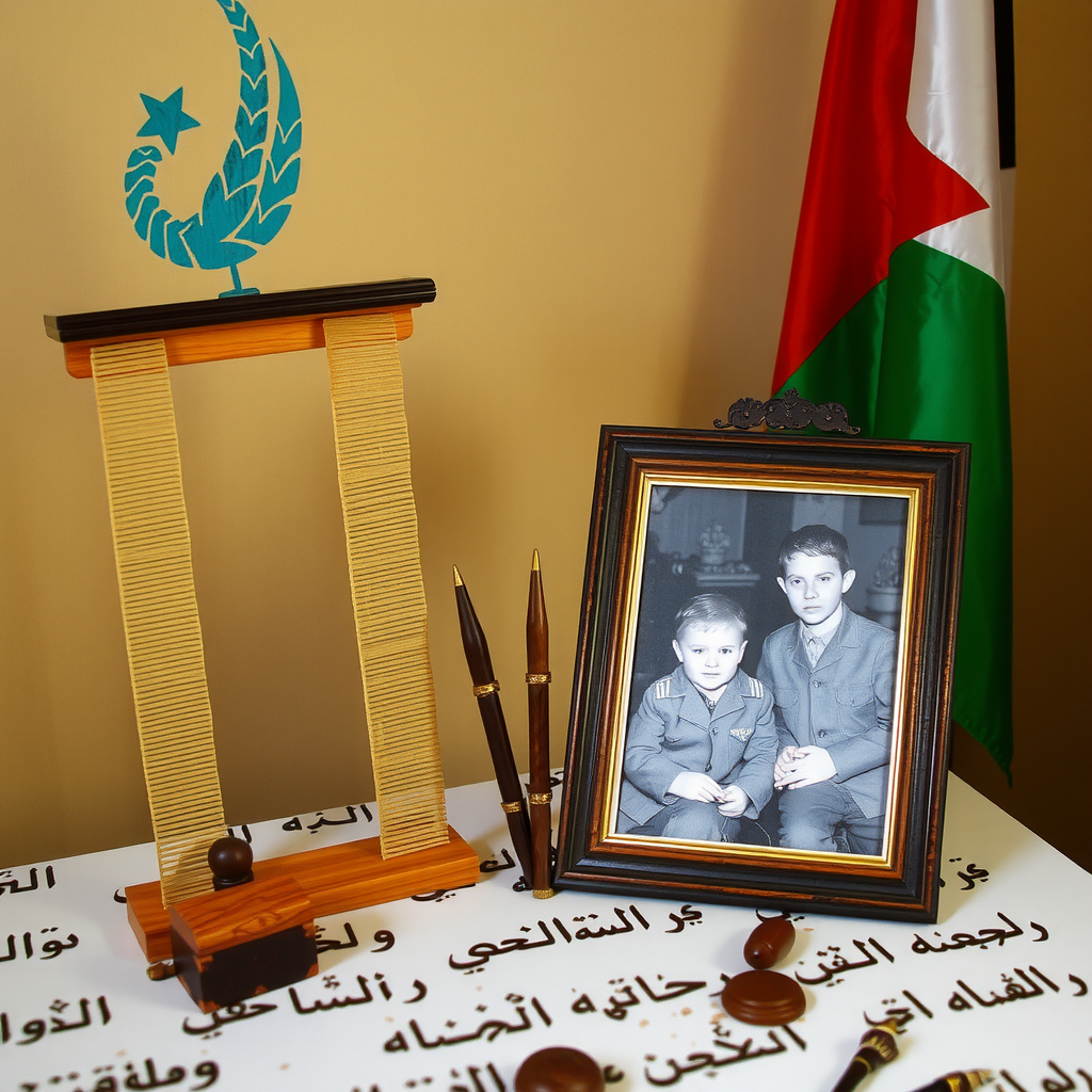  Age and childhood at Palestinian flag table.