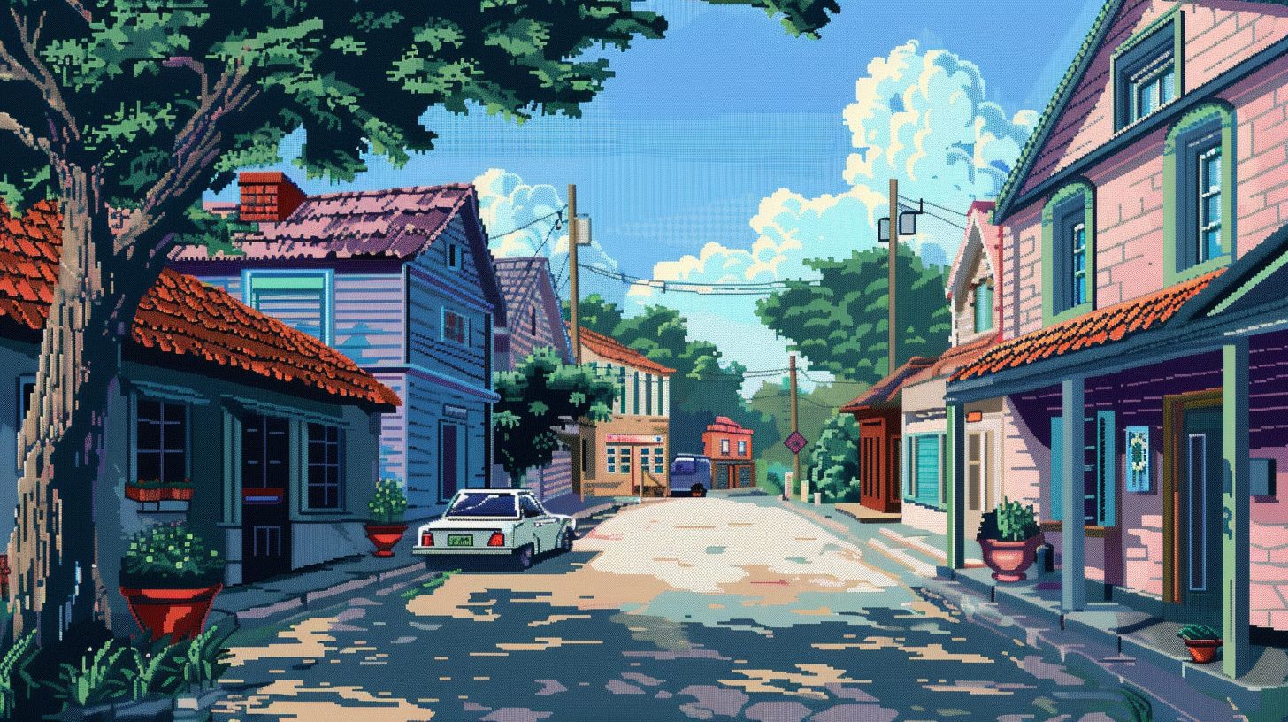 Pixel art game street scene