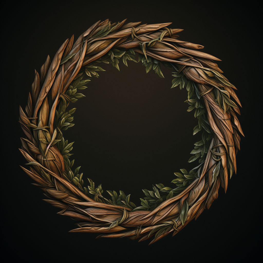 4.  Green laurel wreath made from roots